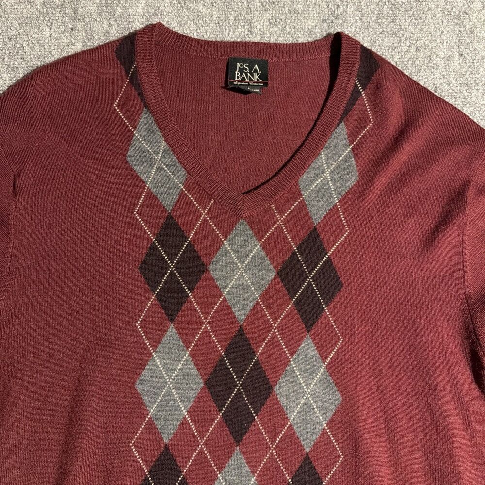 Jos A Bank 100% Merino Wool Sweater Mens Large Red Signature Collection Pullover